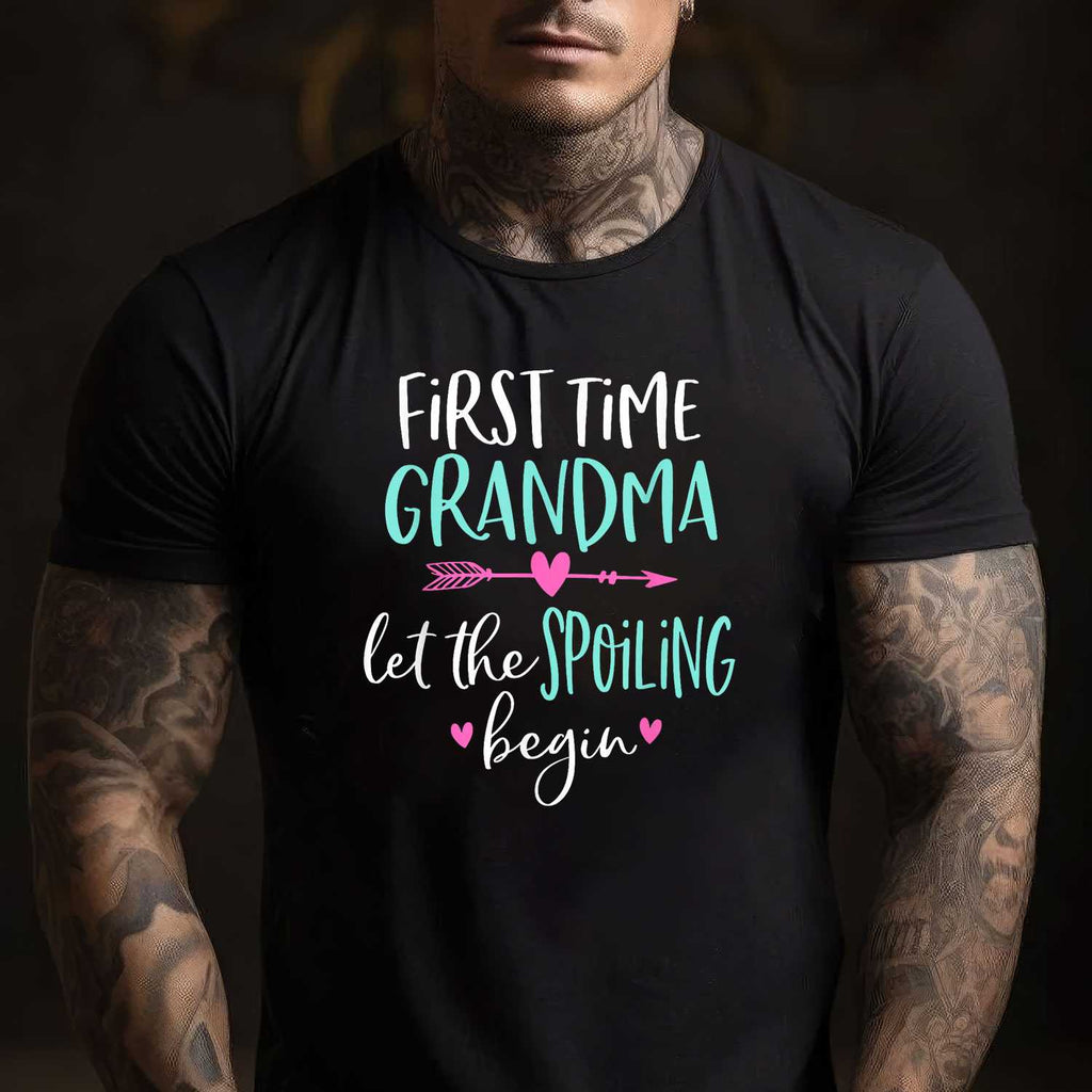 First Time Grandma Let The Spoiling Begin Gift Tee New Grandma T-Shirt Women Adults