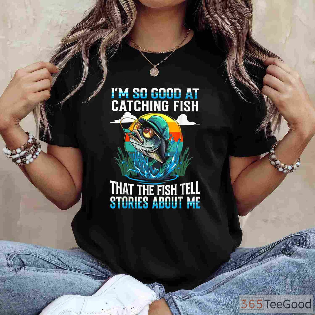 Fish Tell Stories Funny Fishing Shirt - Witty Catching Fish Design for Men