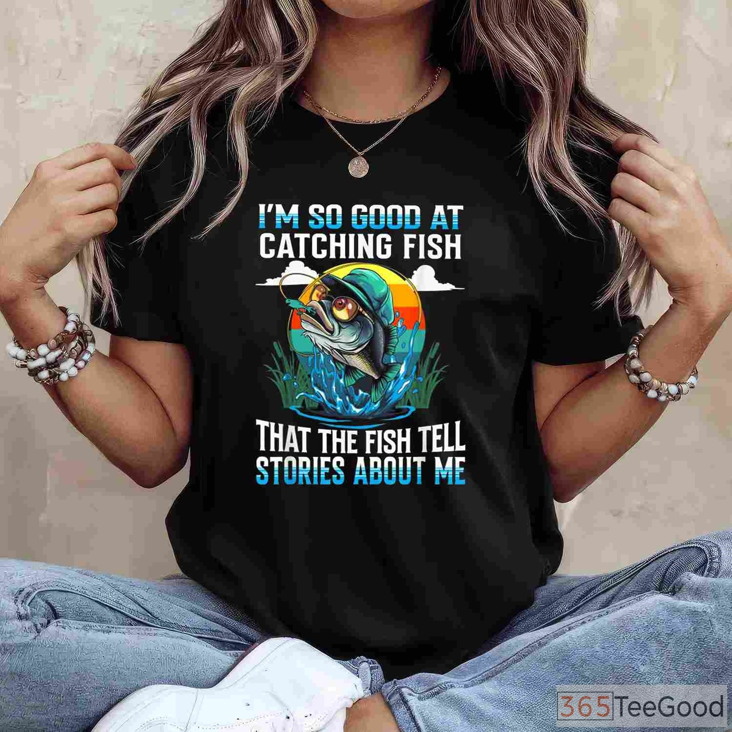 Fish Tell Stories Funny Fishing Shirt - Witty Catching Fish Design for Men