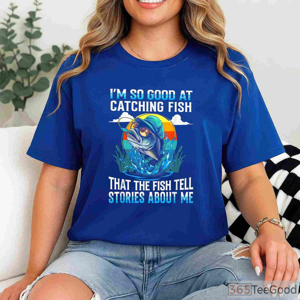 Fish Tell Stories Funny Fishing Shirt - Witty Catching Fish Design for Men