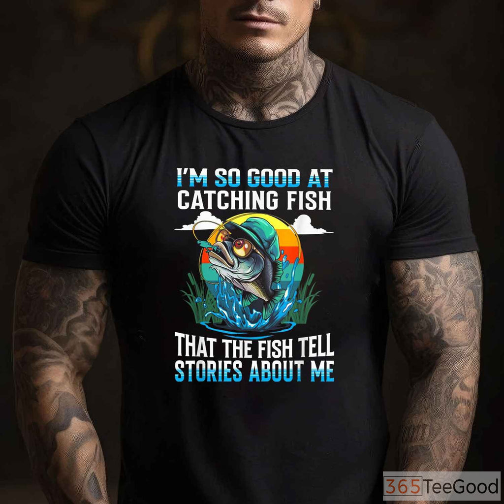Fish Tell Stories Funny Fishing Shirt - Witty Catching Fish Design for Men