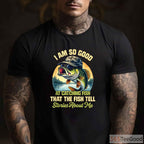 Fish Tell Stories Funny Fishing T-Shirt - Witty Catching Fish Design for Pros
