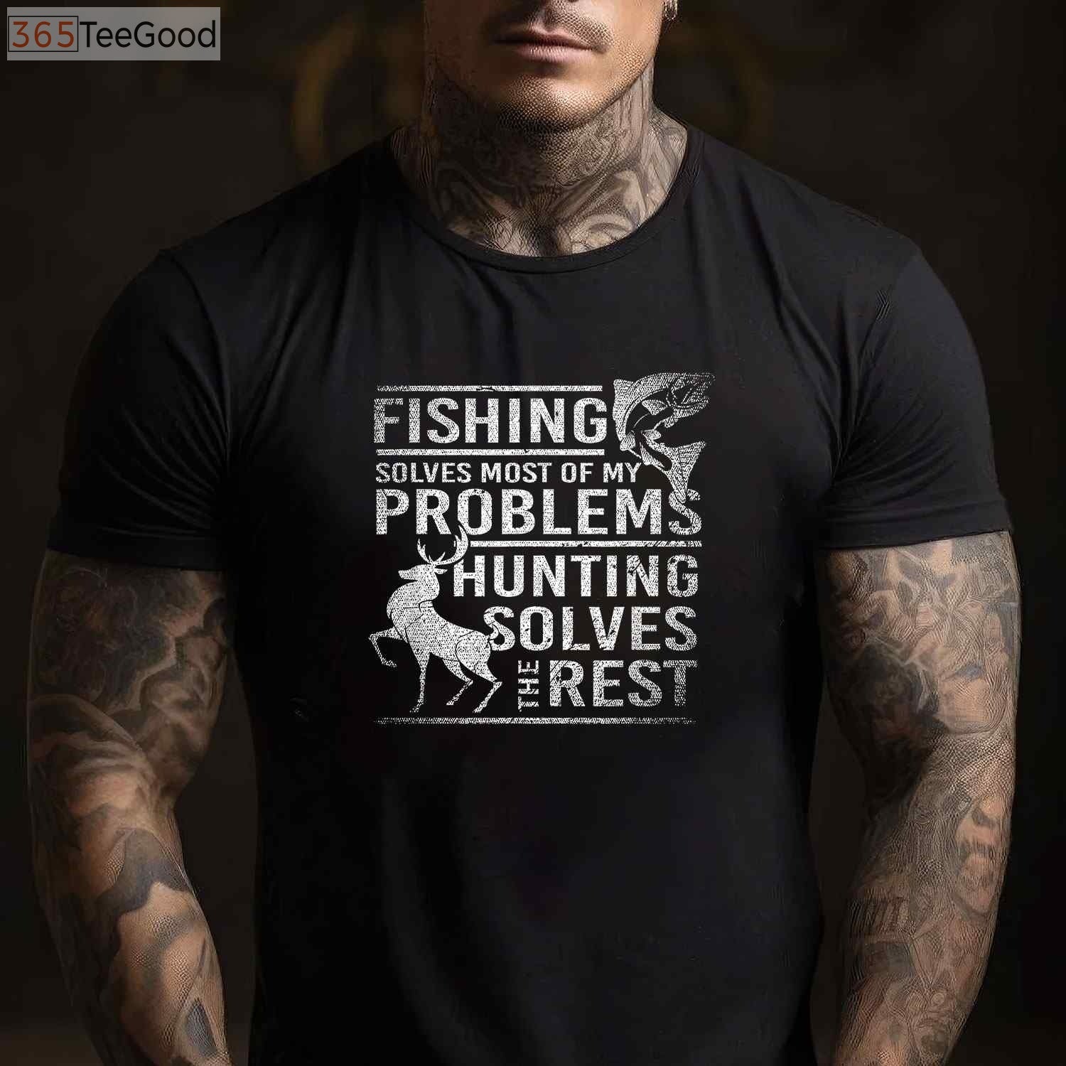Fishing and Hunting T-Shirt, Fishing Solves Problems Hunting the Rest Shirt