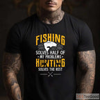 Fishing and Hunting Therapy Shirt - Funny Outdoor Gift for Men's Mental Health