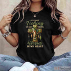 Fishing in My Veins Jesus in My Heart Shirt, Christian Angler Apparel