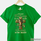 Fishing in My Veins Jesus in My Heart Shirt, Christian Angler Apparel