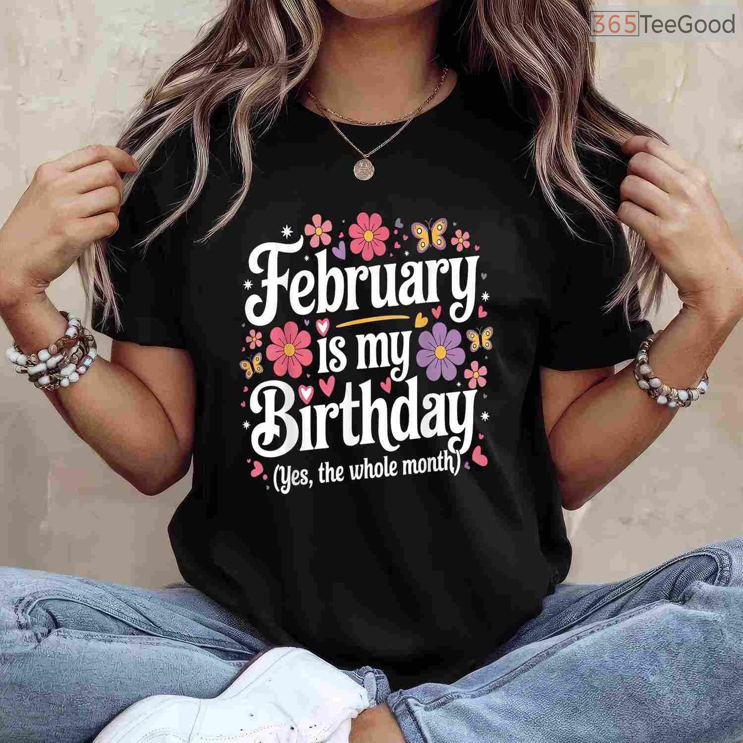 Floral February Birthday Month Shirt – Fun Feminine Celebration Tee