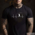 Fly Fishing Heartbeat EKG Shirt, Life Pulse Angling Graphic Tee for Men