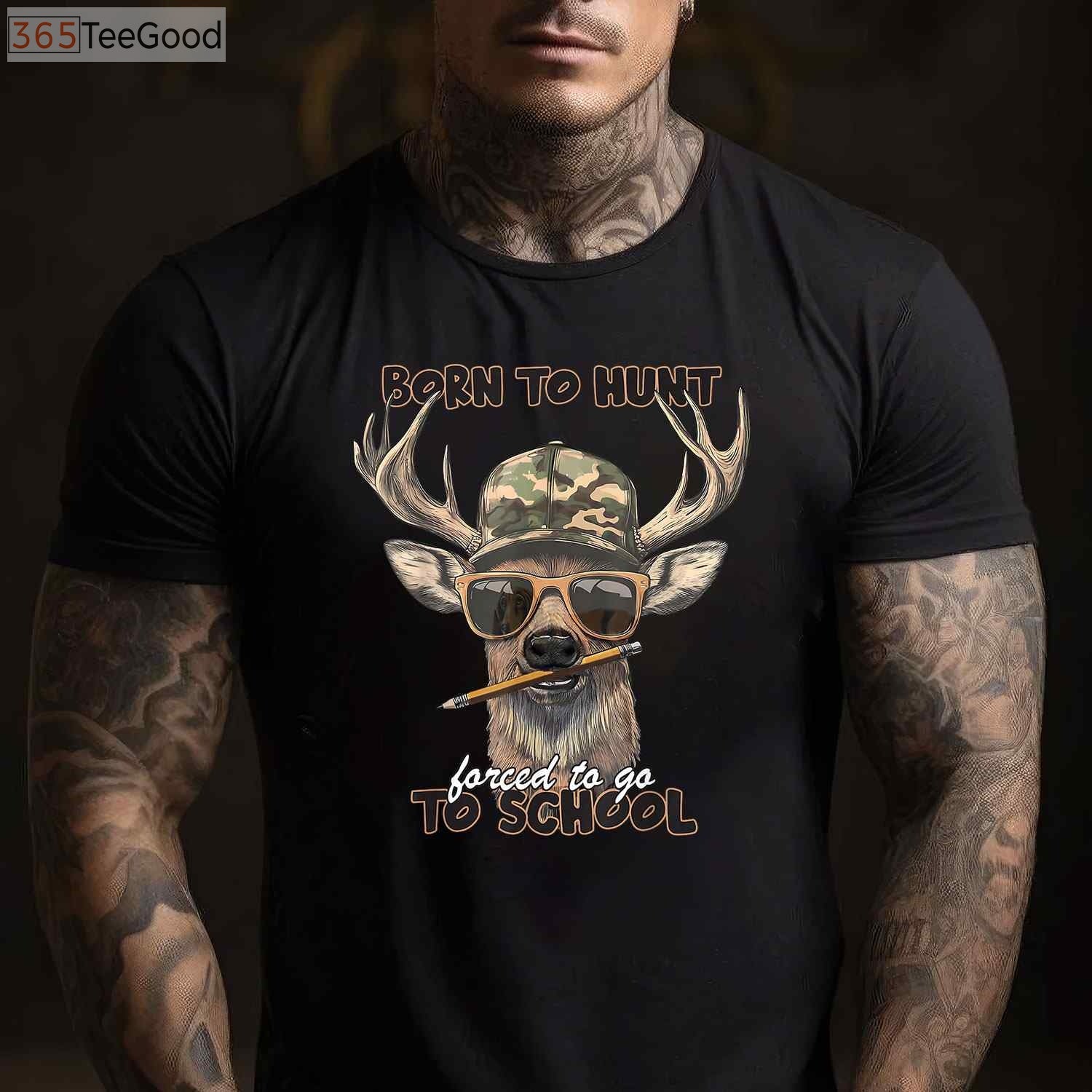 Forced To Go To School Hunting Shirt, Funny Youth Boy Camo Deer Hunter Tee