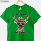 Forced To Go To School Hunting Shirt, Funny Youth Boy Camo Deer Hunter Tee
