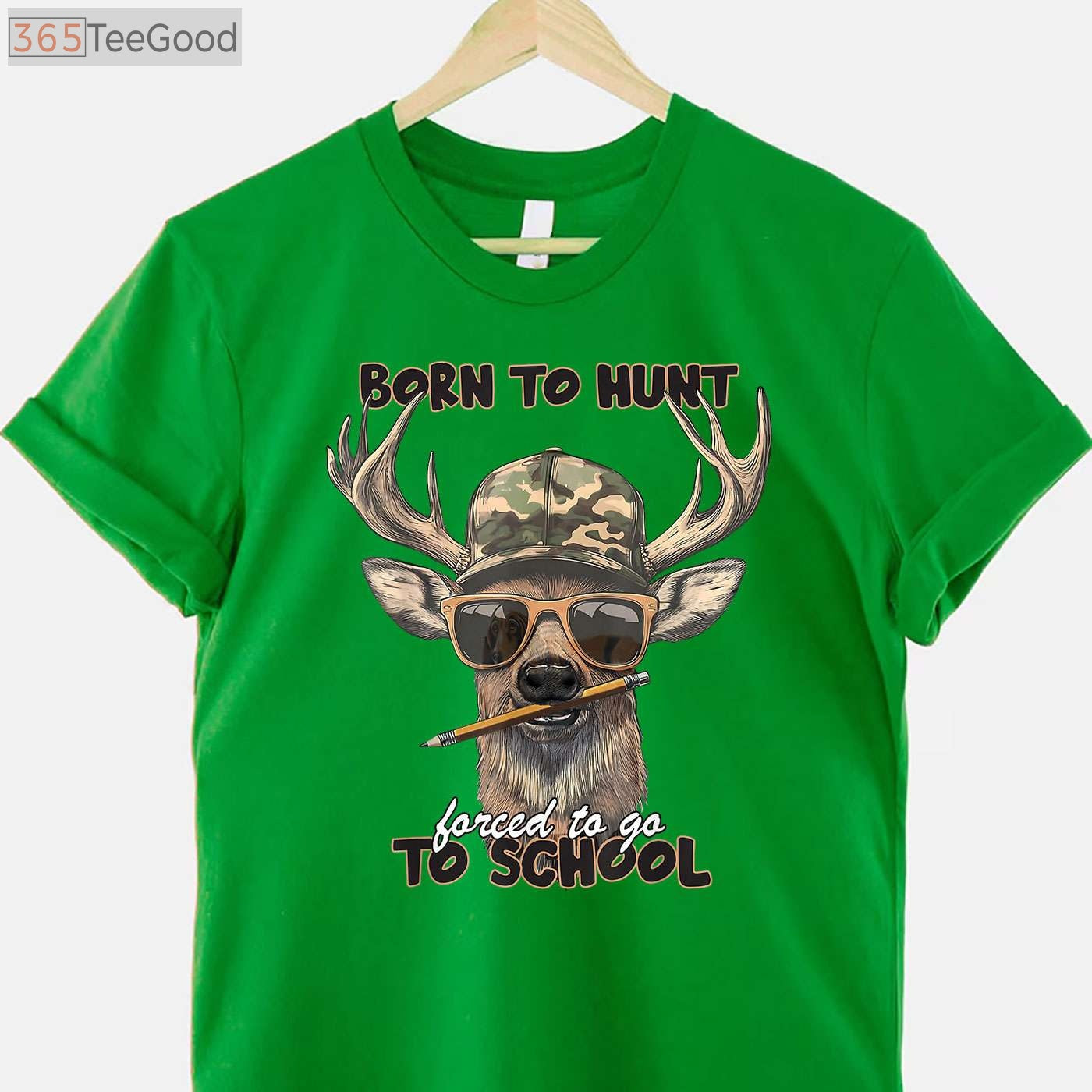 Forced To Go To School Hunting Shirt, Funny Youth Boy Camo Deer Hunter Tee