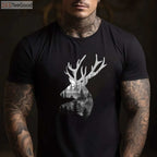 Forest Wildlife Silhouette Buck Deer Hunting Art Shirt, Nature Lover Graphic Tee