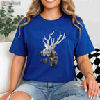 Forest Wildlife Silhouette Buck Deer Hunting Art Shirt, Nature Lover Graphic Tee
