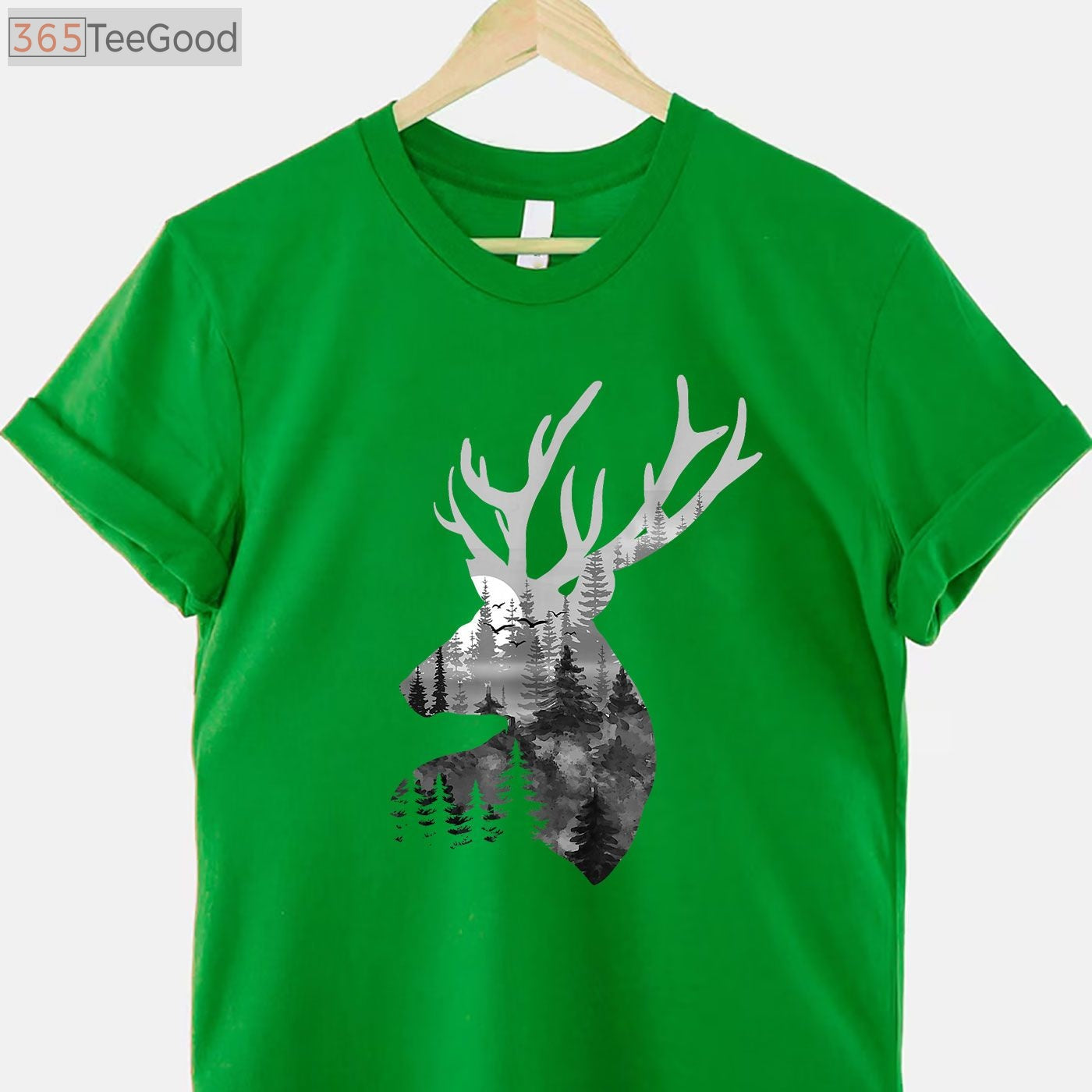 Forest Wildlife Silhouette Buck Deer Hunting Art Shirt, Nature Lover Graphic Tee