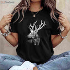 Forest Wildlife Silhouette Buck Deer Hunting Art Shirt, Nature Lover Graphic Tee