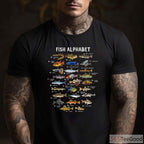 Freshwater Fish Alphabet Educational Shirt - Species Identification Guide for Fishing