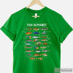 Freshwater Fish Alphabet Educational Shirt - Species Identification Guide for Fishing