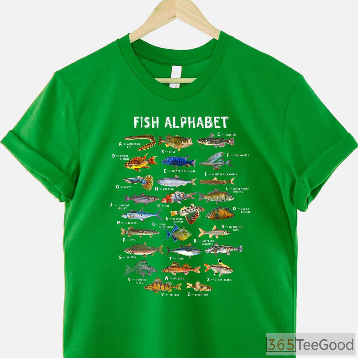 Freshwater Fish Alphabet Educational Shirt - Species Identification Guide for Fishing