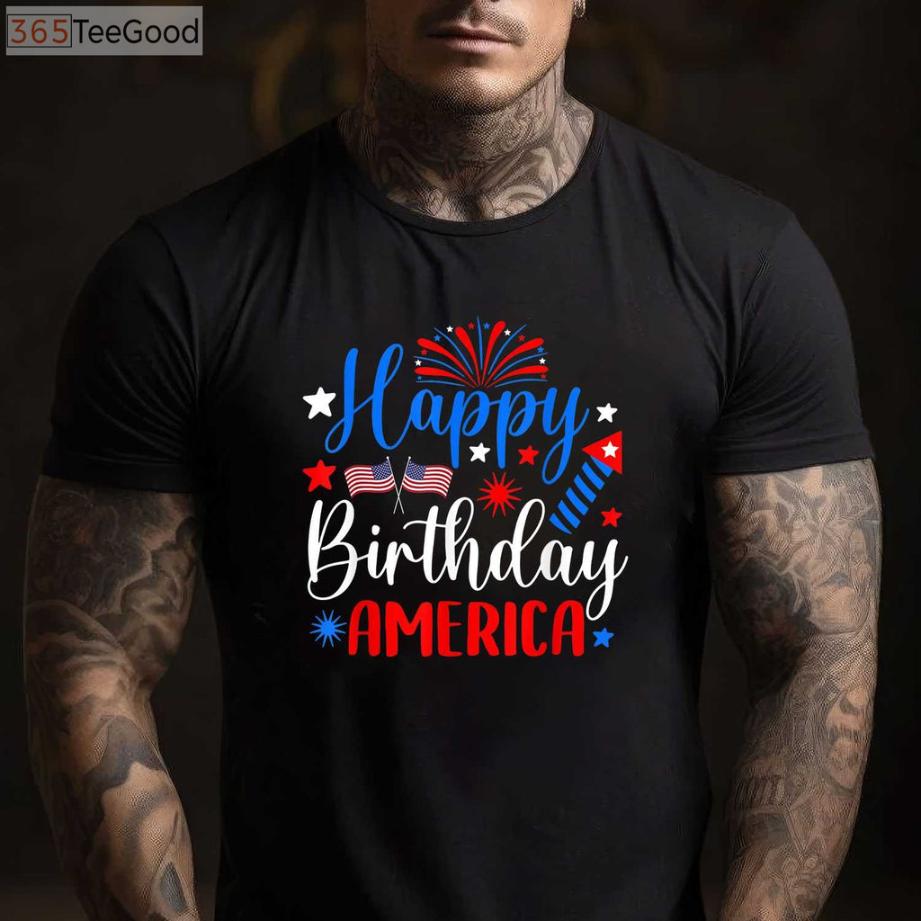 Funny 4th of July USA Flag Fireworks T-Shirt for Family Independence Day Celebrations