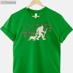 Funny Bigfoot Deer Hunting USA Flag T-Shirt, Sasquatch Buck Season Apparel