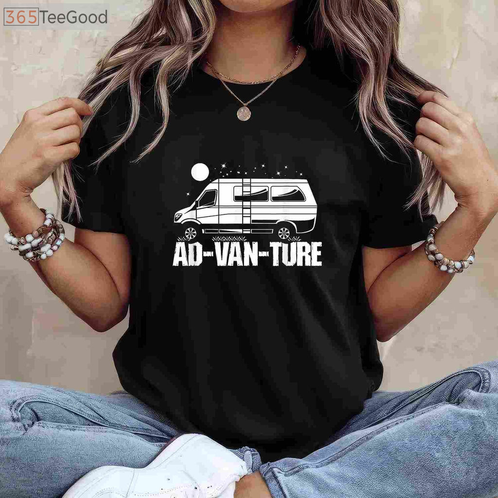 Funny Camper Van Life Ad-Van-Ture T-Shirt - Road Trip Adventure Gift