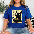 Funny Cat Ramen Japanese Kawaii Anime Gift Tee T-Shirt Adults Unisex
