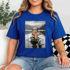 Funny Cat Selfie Boat Fishing Shirt, Weird Cat Meme Fishing Apparel for Men