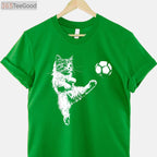 Funny Cat Soccer Ball T-Shirt - Cute Kitten Playing Sports Graphic Tee