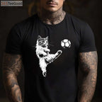 Funny Cat Soccer Ball T-Shirt - Cute Kitten Playing Sports Graphic Tee