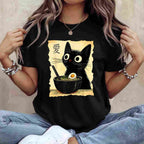 Funny Cat Ramen Japanese Kawaii Anime Gift Tee T-Shirt Adults Unisex