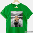Funny Cat Selfie Boat Fishing Shirt, Weird Cat Meme Fishing Apparel for Men