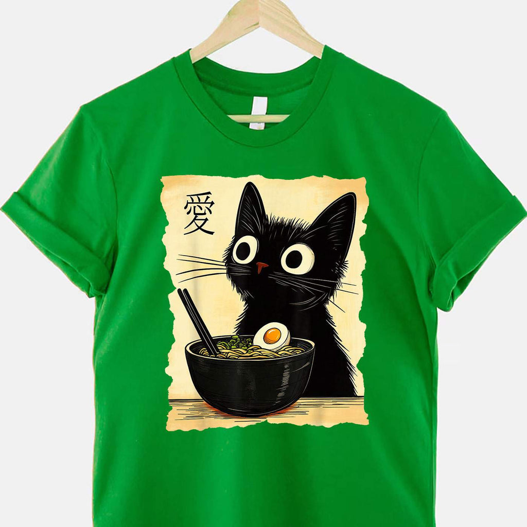 Funny Cat Ramen Japanese Kawaii Anime Gift Tee T-Shirt Adults Unisex