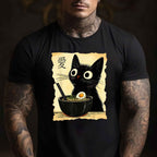 Funny Cat Ramen Japanese Kawaii Anime Gift Tee T-Shirt Adults Unisex
