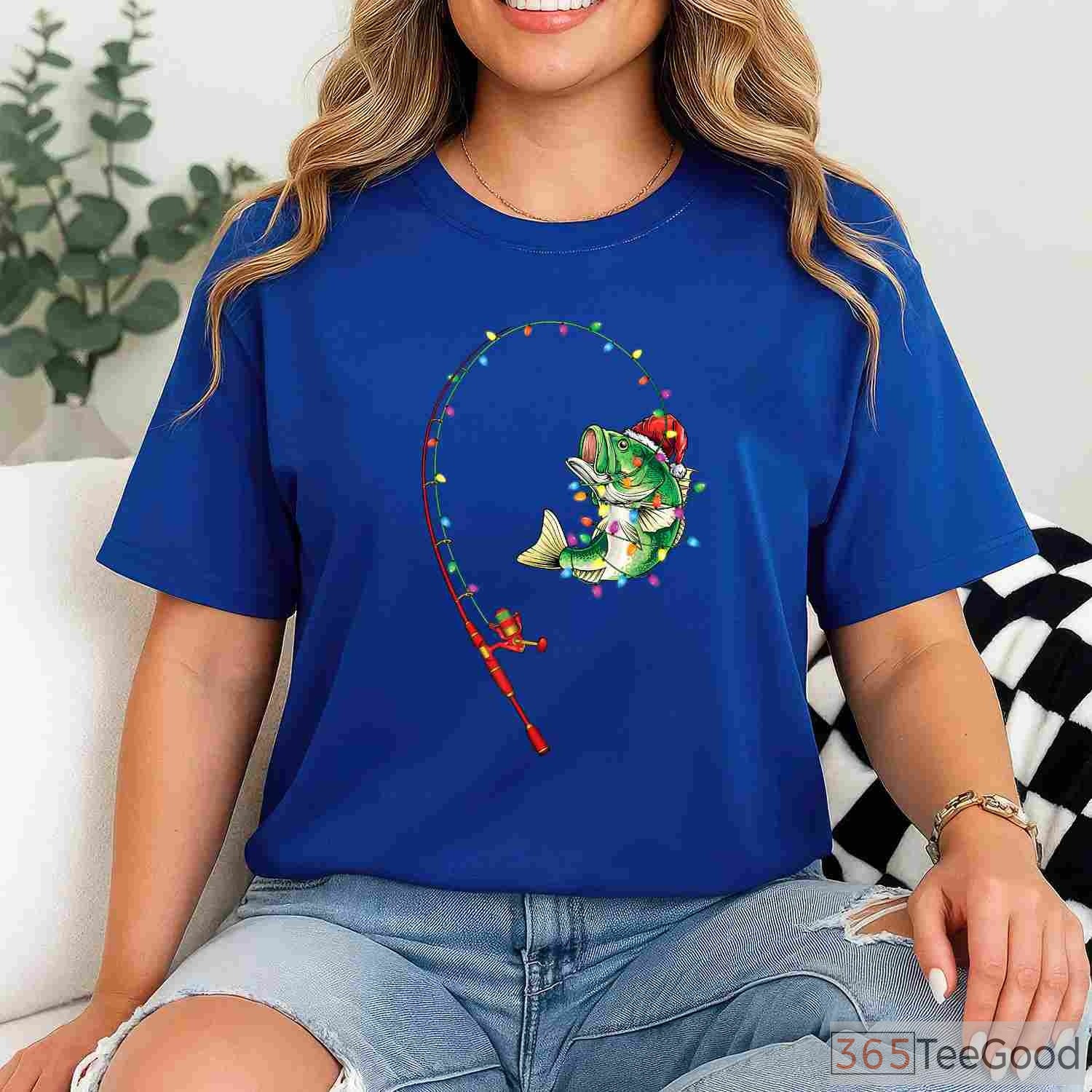 Funny Christmas Bass Fishing Shirt - Festive Holiday Gift for Fisherman Dads