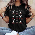 Funny Christmas Deer Hunting Shirt, Santa’s Reindeer List Holiday Hunter Tee