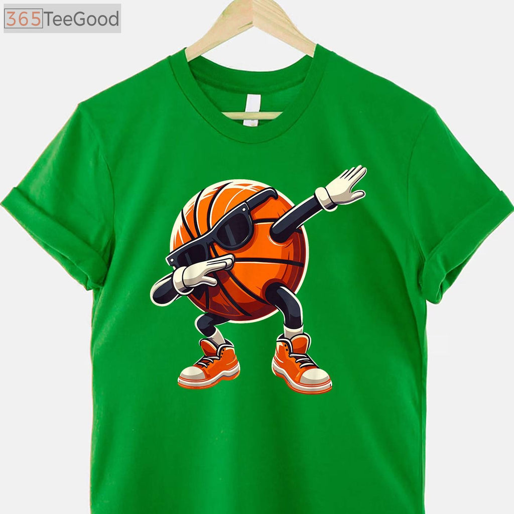 Funny Dabbing Basketball T-Shirt - Cool Sunglasses Ball Sports Gift for Kids