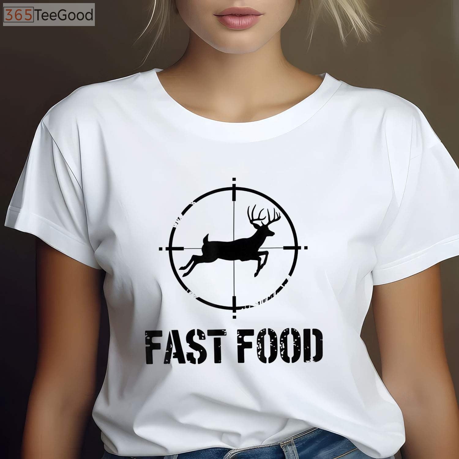 Funny Fast Food Whitetail Deer Hunting Quote, Humorous Buck Hunter Graphic Tee