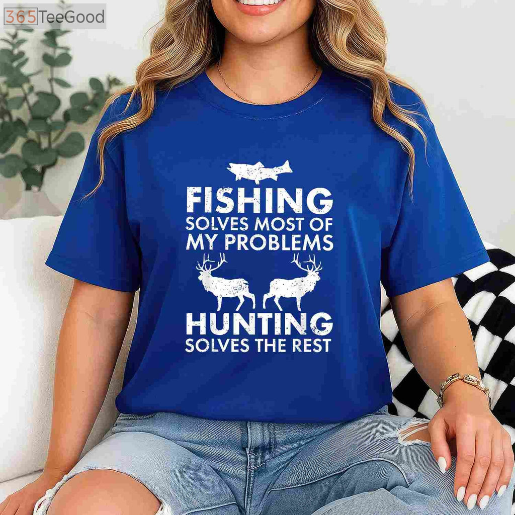 Funny Fishing and Hunting Christmas Gift, Humorous Hunter Holiday Graphic Tee