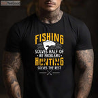 Funny Fishing and Hunting Therapy T-Shirt, Outdoor Hobby Enthusiast Gift