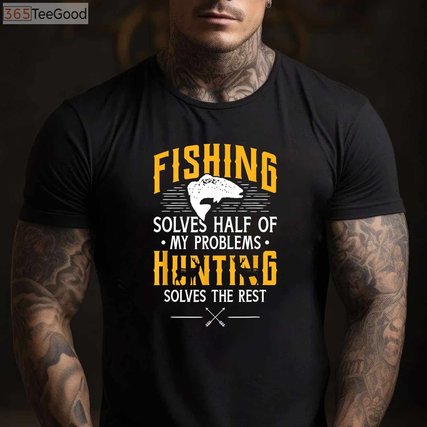 Funny Fishing and Hunting Therapy T-Shirt, Outdoor Hobby Enthusiast Gift