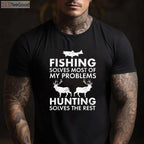 Funny Fishing and Hunting Christmas Gift, Humorous Hunter Holiday Graphic Tee