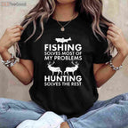 Funny Fishing and Hunting Christmas Gift, Humorous Hunter Holiday Graphic Tee