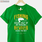 Funny Fishing and Hunting Therapy T-Shirt, Outdoor Hobby Enthusiast Gift