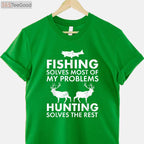 Funny Fishing and Hunting Christmas Gift, Humorous Hunter Holiday Graphic Tee
