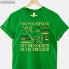 Funny Fitness Deer in Freezer Hunting T-Shirt, Humorous Hunter Lifestyle Tee