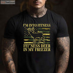 Funny Fitness Deer in Freezer Hunting T-Shirt, Humorous Hunter Lifestyle Tee
