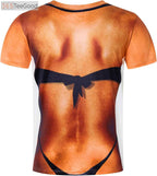 Funny Hairy Chest Illusion 3D Shirt for Men – Novelty Graphic Short Sleeve Crewneck Tee