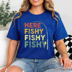 Funny Here Fishy Fishy Bass Fishing Shirt - Humorous Gift for Fishing Dads