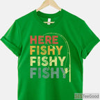 Funny Here Fishy Fishy Bass Fishing Shirt - Humorous Gift for Fishing Dads