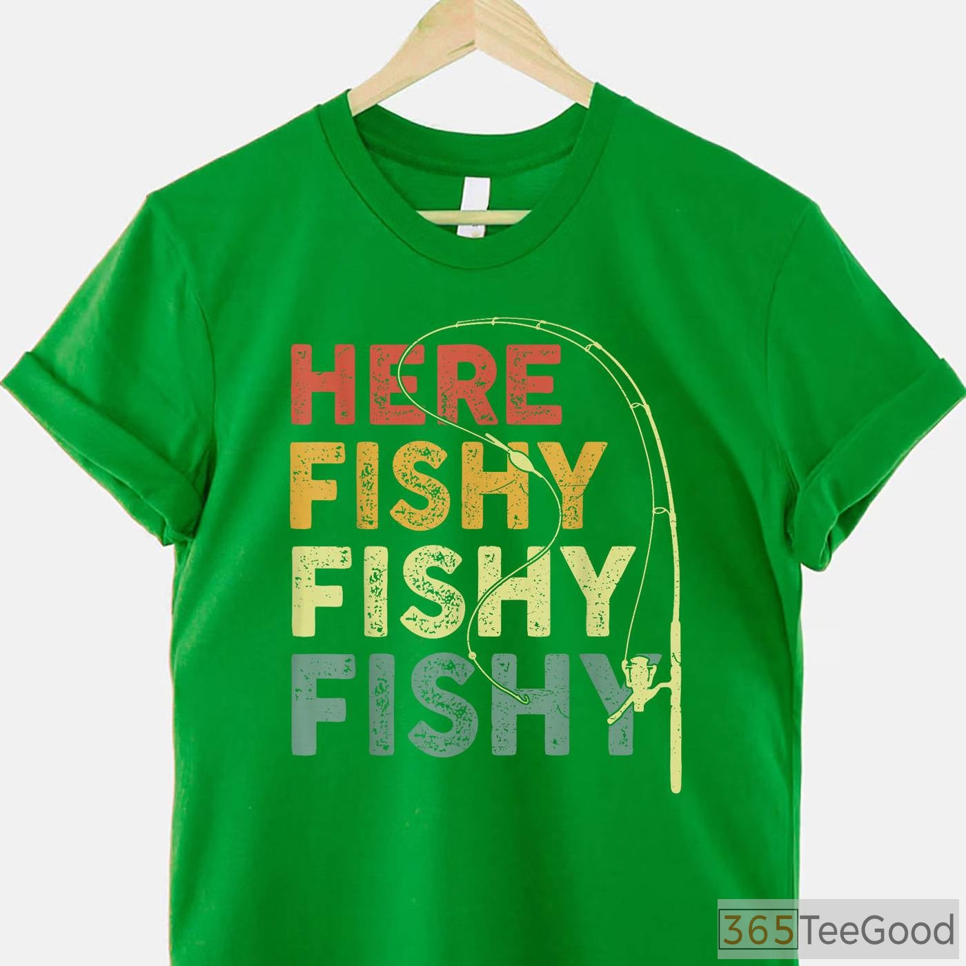 Funny Here Fishy Fishy Bass Fishing Shirt - Humorous Gift for Fishing Dads